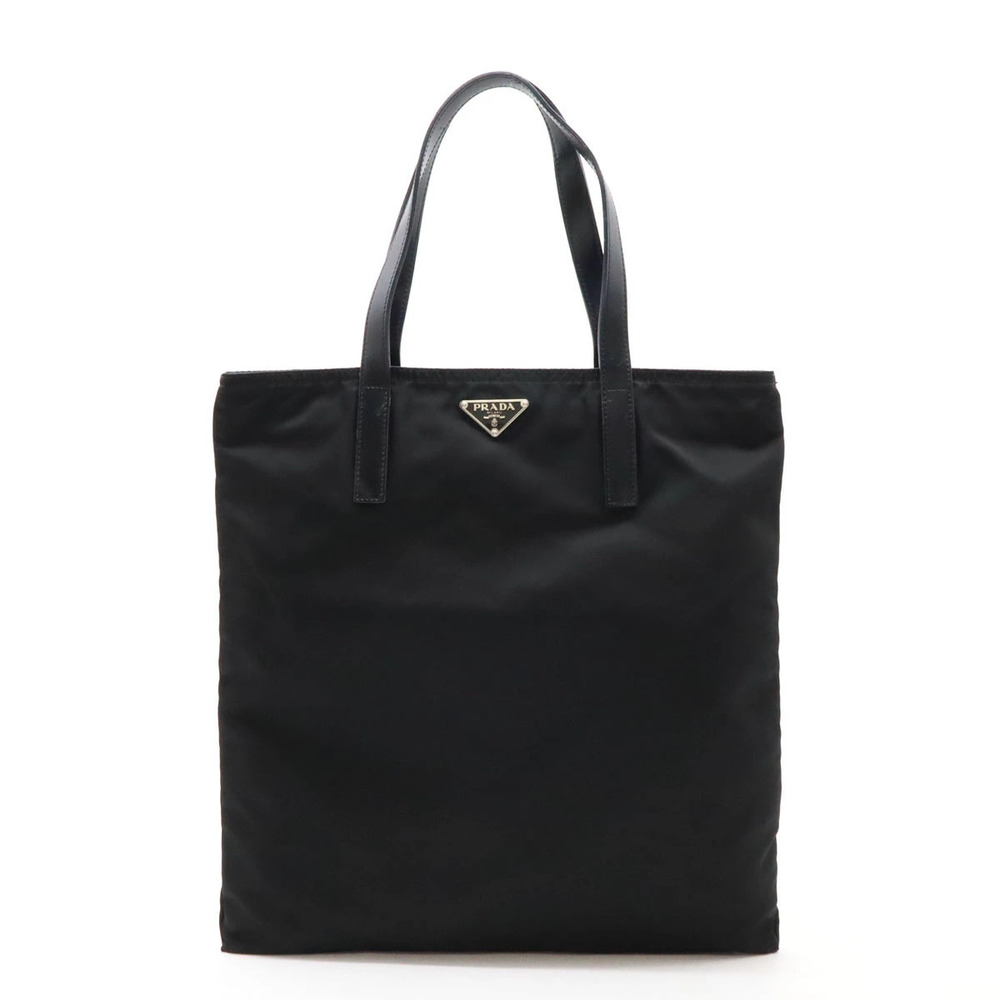 Prada Tote Tessuto Saffiano bag vertical gusset leather NERO black